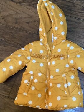 Little Me Mustard Yellow Polka Dot Puffer Jacket